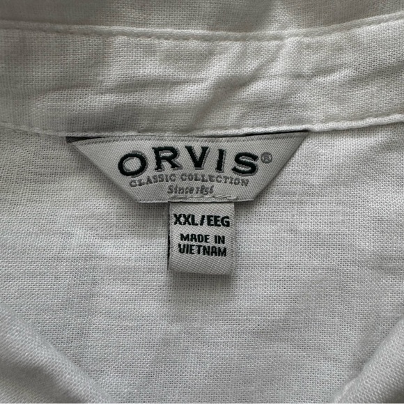 Orvis Shirt Top Womens Medium Linen Blend Casual Pocket Button Up Sleeveless - Picture 2 of 7